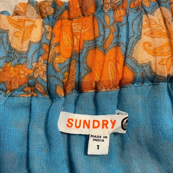 Sundry Floral Tiered Maxi Skirt in Blue and Orange Cotton. - Picture 4 of 4